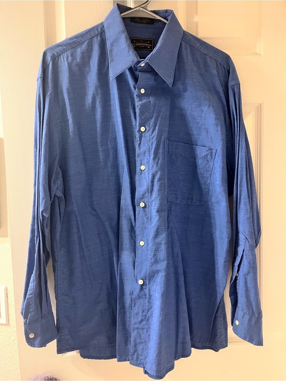 the arrow company men’s vintage blue oxford long sleeve dress shirt 100% cotton